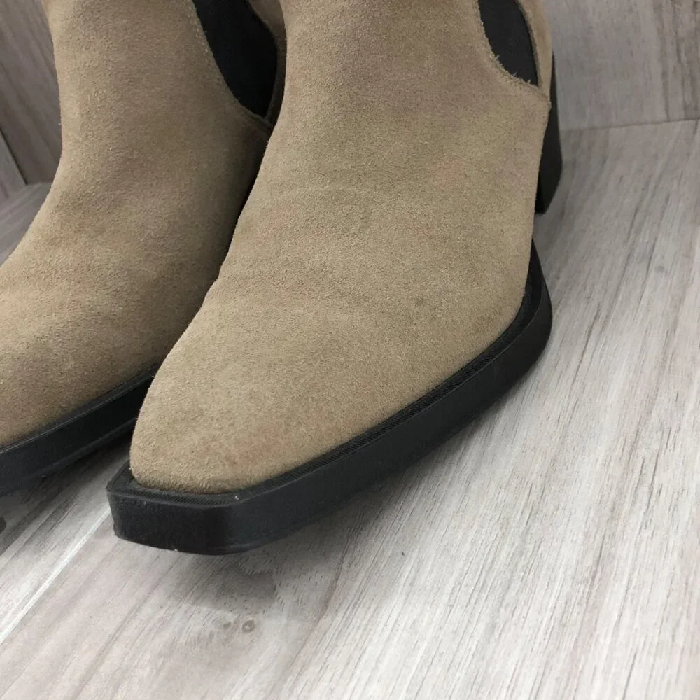 Zara Ankle Boots Womens EU 39 Tan Suede Slip On Chelsea Booties